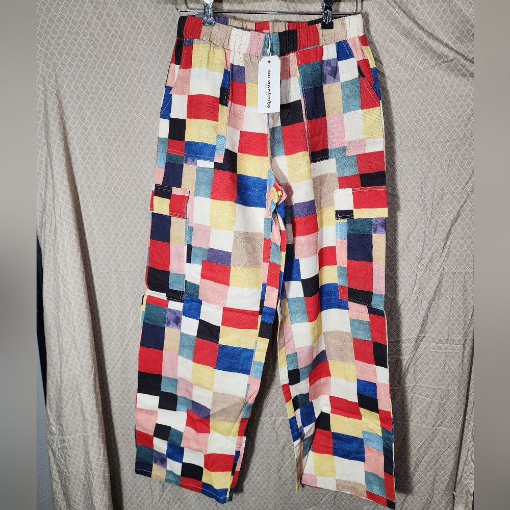 NWT sm wardrobe New York Crazy Clash Colorful Patchwork Wide Leg Women's Medium